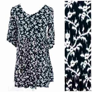 Universal Thread Bell Sleeve Dress Mini XS XSMALL Short Sleeve Black Cream